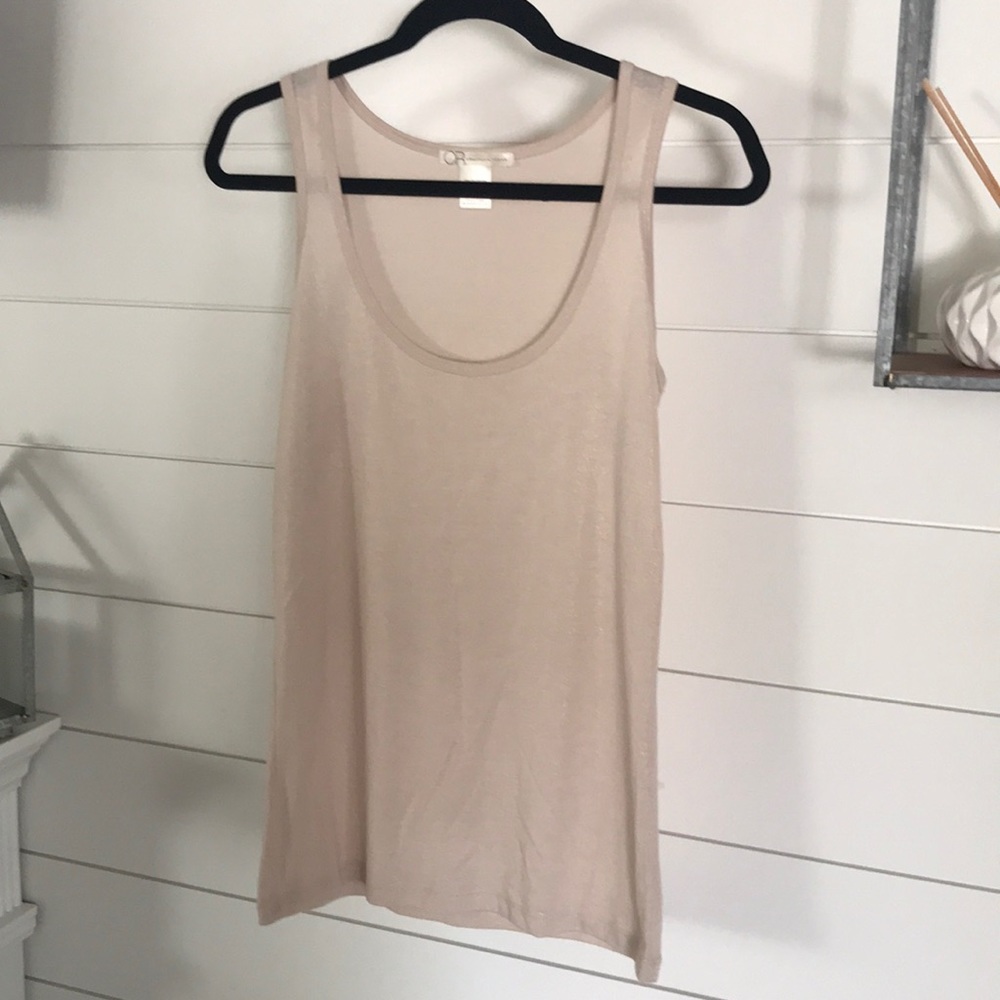 Beige tank top w/ gold sheen -Small
